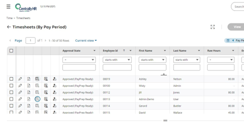Reviewing and Editing Timesheets in Centrally HR
