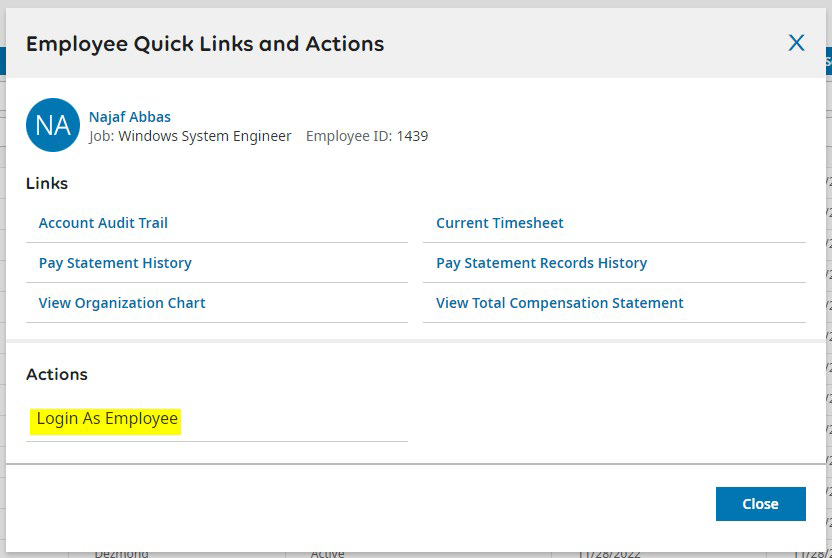 Login As Employee in Centrally HR