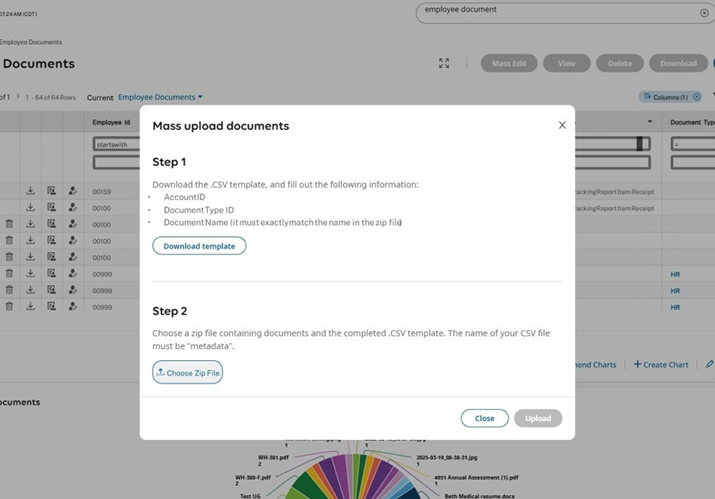 Mass Upload Employee Documents into Centrally HR