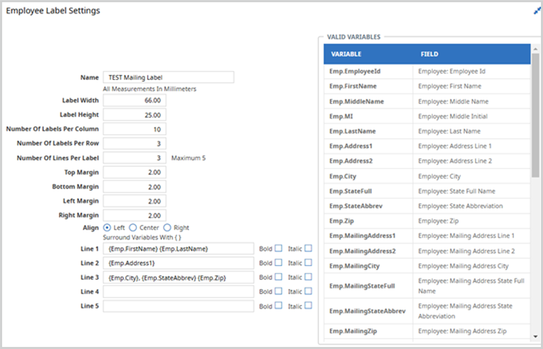 Employee Information (Labels) - Centrally HR
