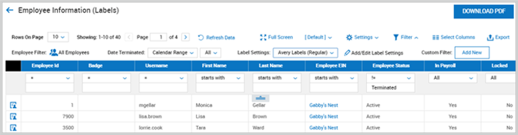 Employee Information (Labels) - Centrally HR